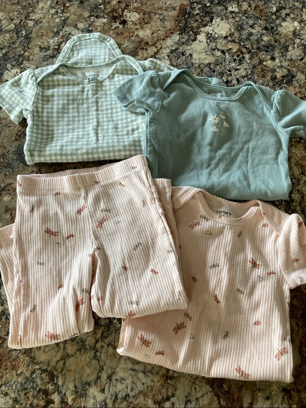 Cotton Girls' Green & Pink Floral onesies and pants set
